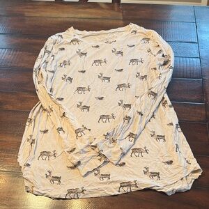 Kyte BABY Cream Pajama Top with Deer Print